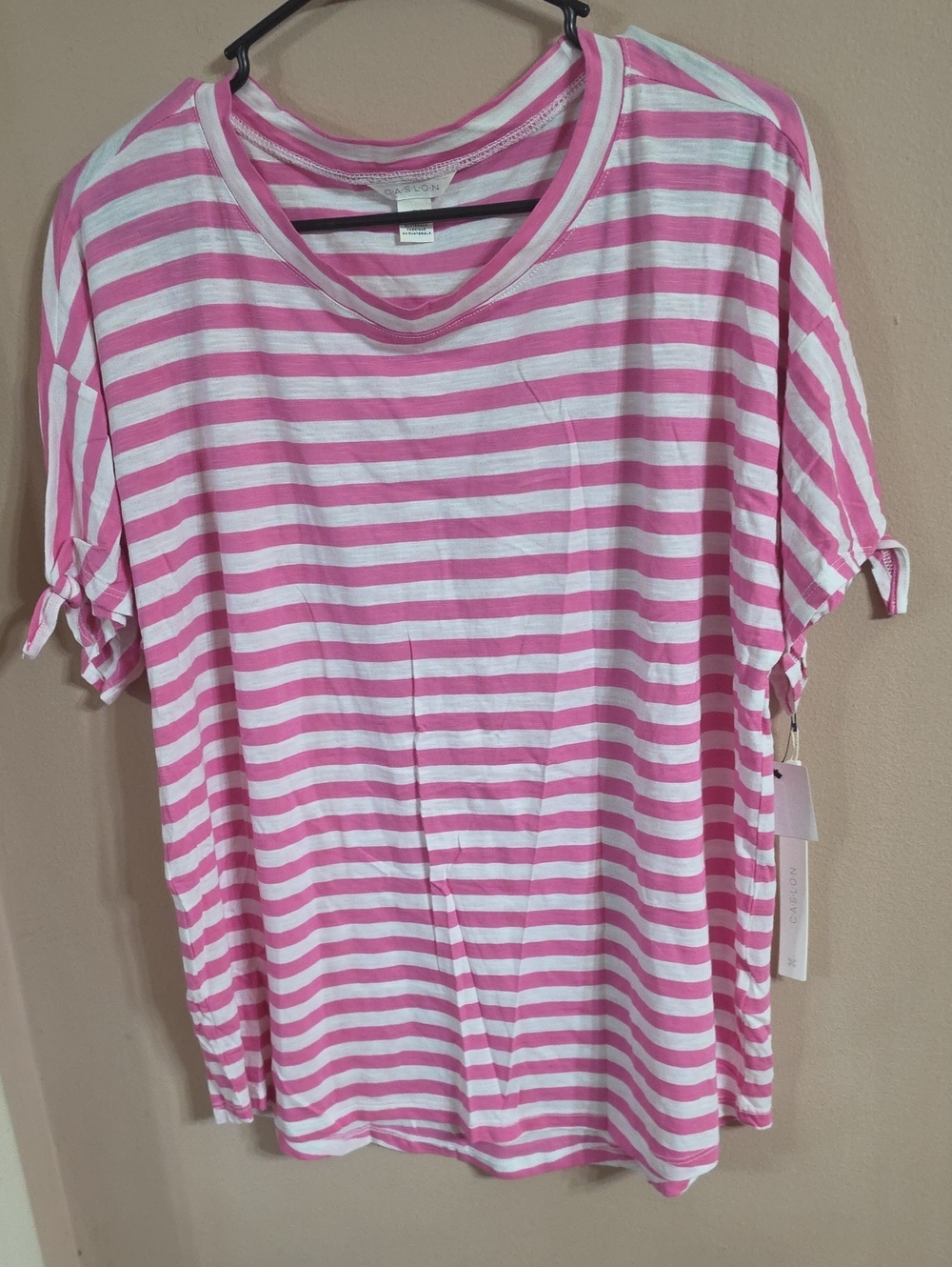Caslon Pink & White Striped Short Sleeve Tee